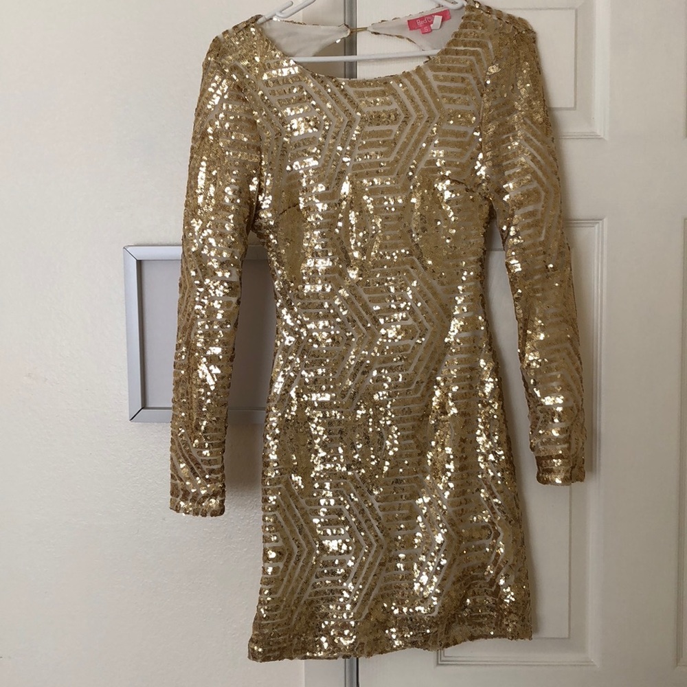 Gold sequence mini dress